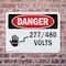 Signmission 277 480 Volts Danger Sign, Plastic, 10in W x 7in L, 2PK OS-2PACK-DS-P-710-L-1010 - alternate 7
